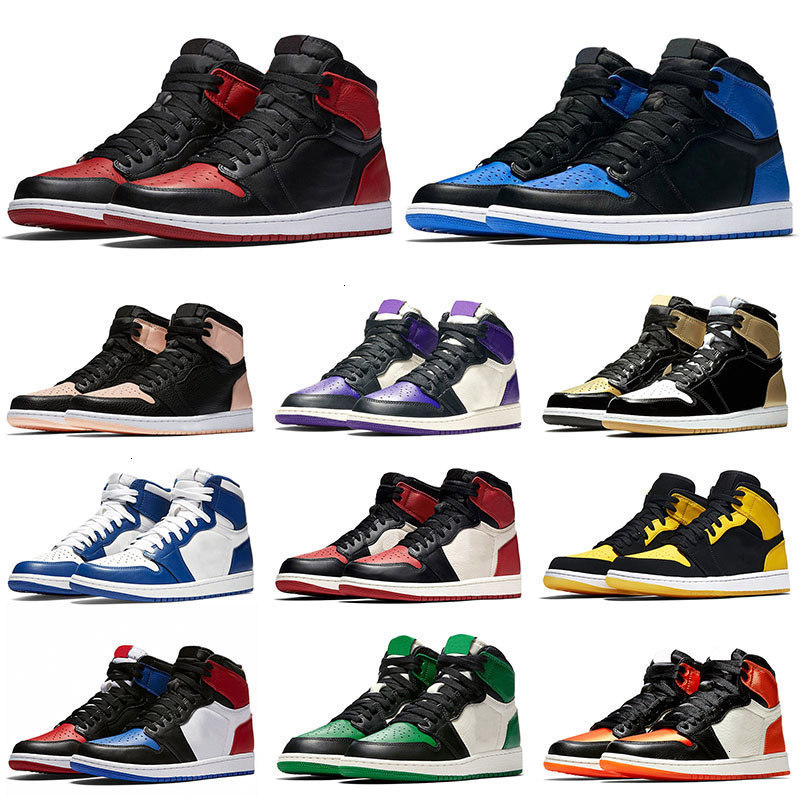 

bred banned 1 1s jumpman men women OG HIGH Basketball Shoes Royal Blue Golden Love Chicago Crimson Tint Sport Sneakers Trainers, A19 homage to home black red mark
