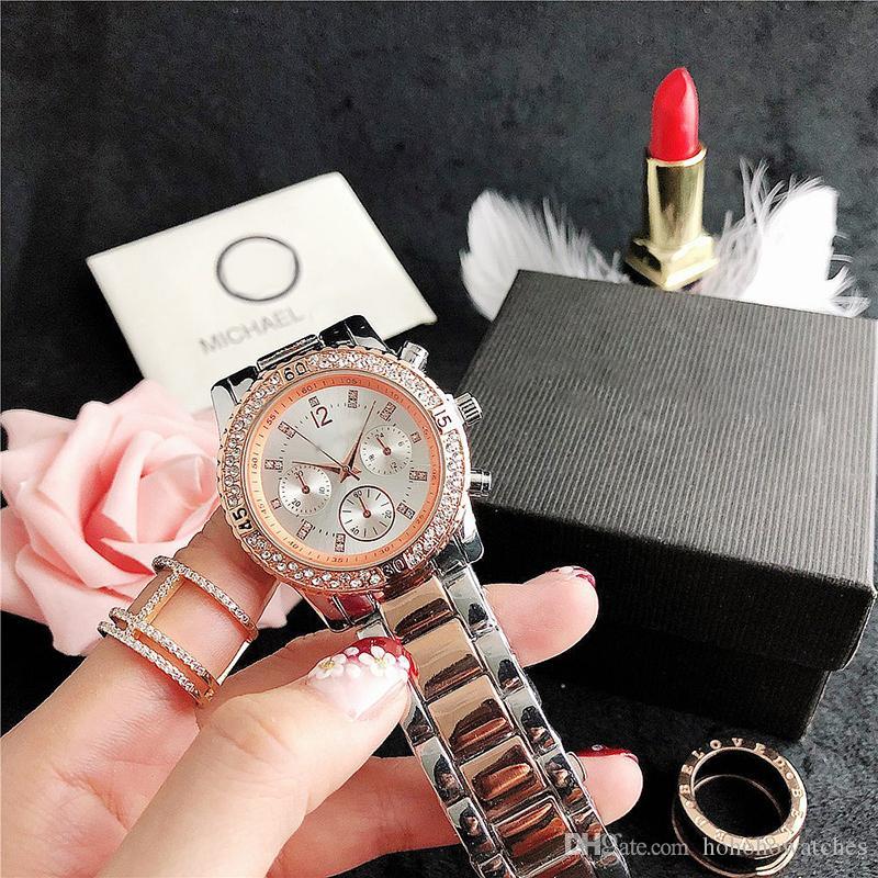 

2021 Luxury M brand watch casual women watches diamond case K fashion dress designer stainless steel strap quartz movement, Slivery;brown