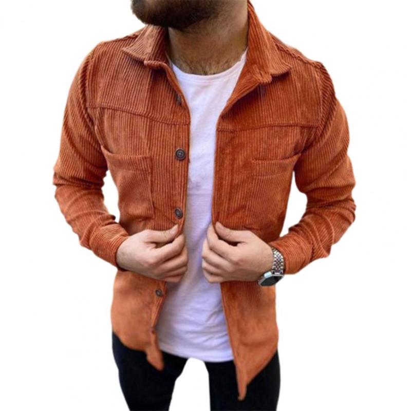 

Men's Jackets Fashion Male Shirt Jacket Solid Color Windbreaker Coat Loose Casual Outerwear Top 2021 Autumn Winter, Brown