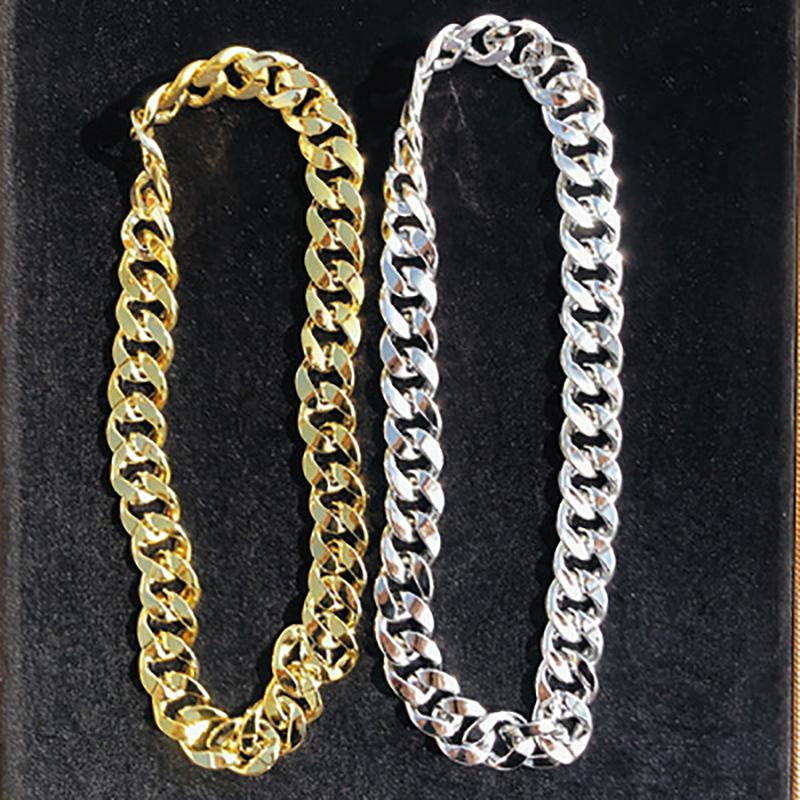 

Chains 2021 Fashion Punk Exaggerated Big Chain Plastic Fake Gold Necklace Men Personalized Jewelry Accessories Wholesale And Retail