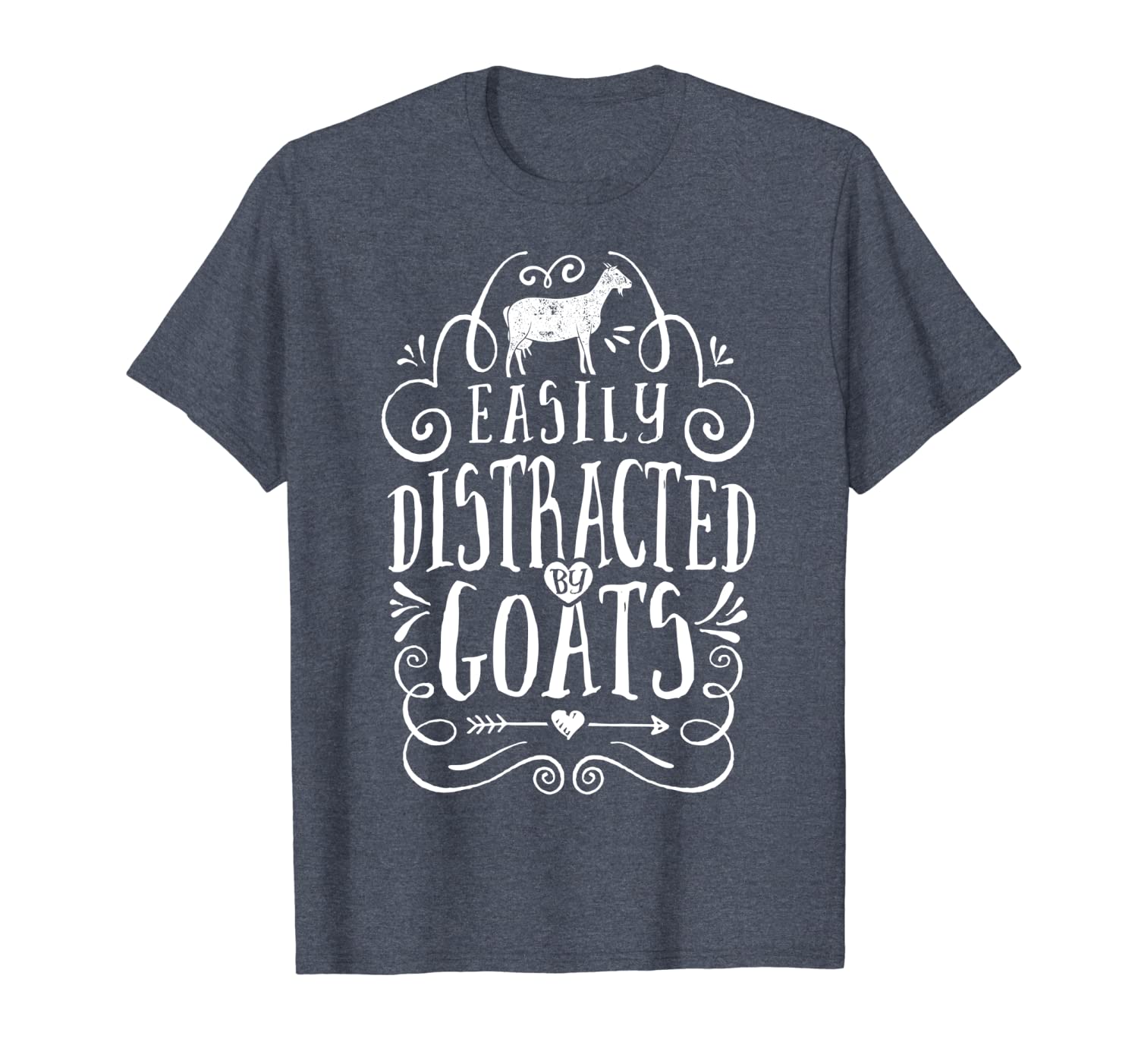

easily distracted by goats funny goat lover gifts t shirt, White;black