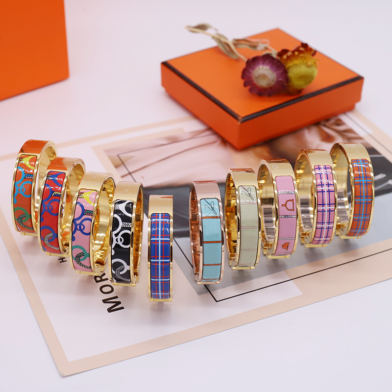 

Enamel Bangle Colorful Woman Bracelet Fashion Bracelets for Man Womens Jewelry Designers Original 10 Color Optional with BOX