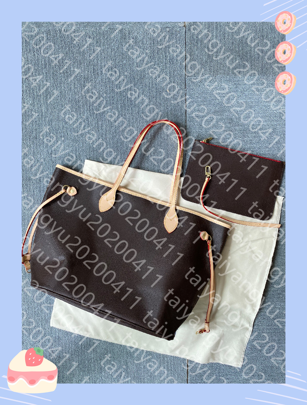 

2-piece Handbag Women Handbags bag Luxurys Designers louise Purse vutton Crossbody viuton Bag, 1-brown-brown flower