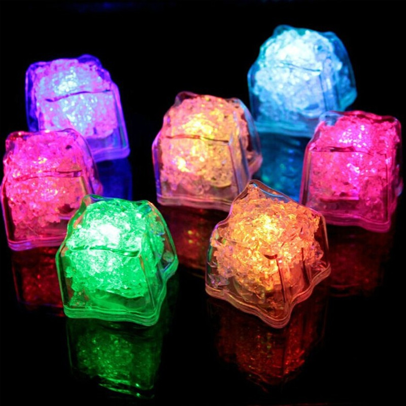 

240 Pcs Party Decor LED Water Sensor Sparkling Ice Cubes Luminous Night Light Holiday Bar Wedding Cup Decoration