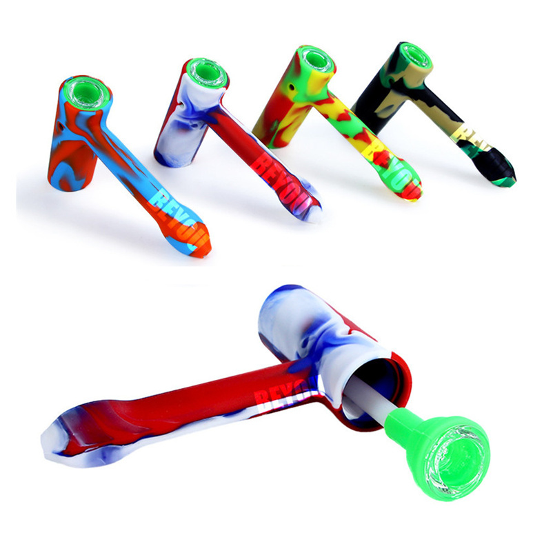 

2021 Newest Silicone Pipe Small hammer shape Dry Burning Pipes Silicones Smoking Set Hookah Accessories