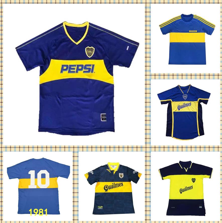

DIEGO MARADONA Retro Boca Juniors soccer jersey 1981 1997 1999 2001 2002 Vintage Classic Palermo VERON long sleeves Men football shirts uniforms, 2001 home