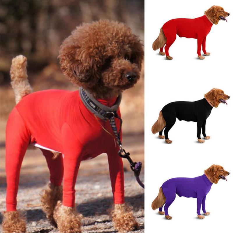 

Dog Apparel Post Operative Protection Long Sleeves Bodysuit Jumpsuit For Dogs Collar Alternative Recovery, Black