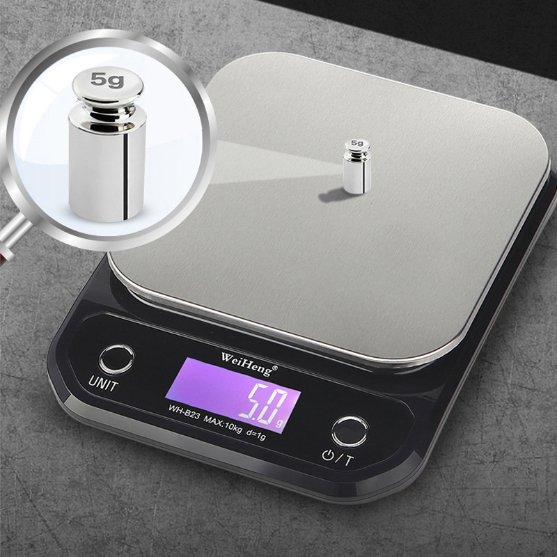 

3kg/5kg/10kg 0.1g/1g High Accuracy Backlight Electric Scale with 3-9V USB Charge Stainless Steel Weighing Kitchen Scale Libra
