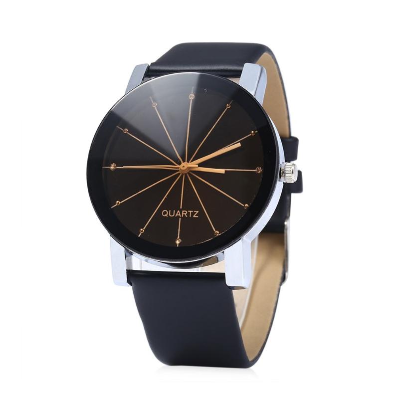 

Wristwatches Drop Leather Wristband Quartz Watches Boys Girls Student Wristwatch Lover Casual Round Dial Watch, Black