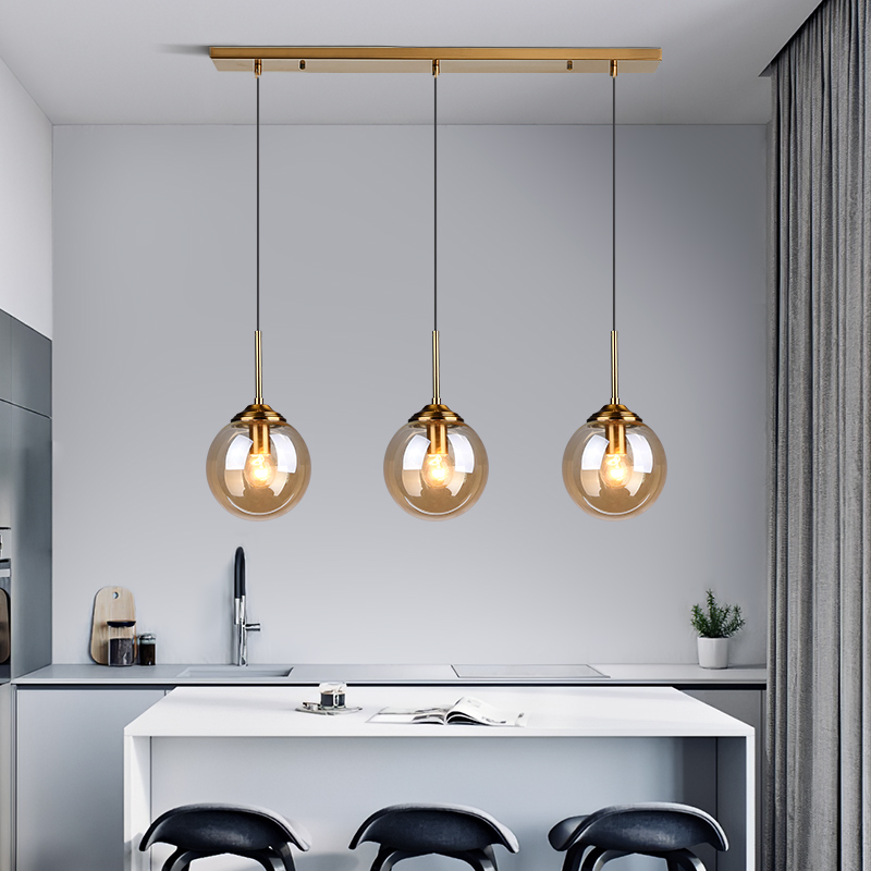 Transparent Amber Smoky Gray Glass Ball Pendant lamps Magic Bean Suspension Lamp Bar Dining Restaurant Indoor Hanging Lighting-image-742991179