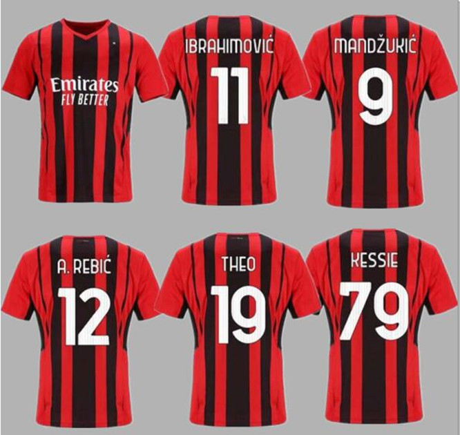 

AC milan 20 21 22 soccer jersey IBRAHIMOVIC PAQUETA BENNACER ROMAGNOLI CALHANOGLU 2021 football shirt TONALI REBIC maillot