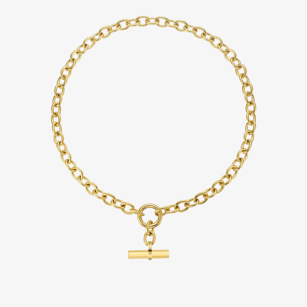 

ENFASHION Hanging Bar Pendant Necklace For Women Gold Color Necklaces Fashion Jewelry StainlSteel Bijoux Femme Party P213232 X0707