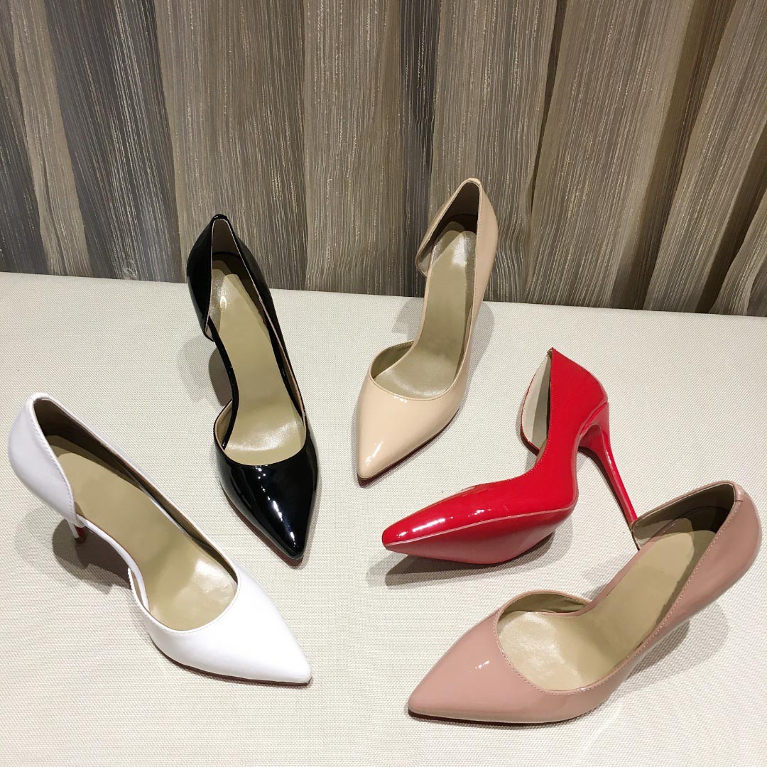 

Top Quality Women Shoes Red Bottoms High Heels Sexy Pointed Toe Reded Sole 8cm 10cm 12cm Pumps office Dress Shoe Nude Black Shiny
