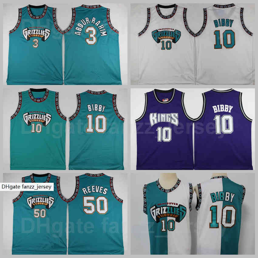 

Vintage Basketball Michael Mike Bibby Jersey 10 Retro Shareef Abdur Rahim 3 Bryant Reeves 50 Old Vancouver Green Turquoise PRO Black White Team, 3 blue