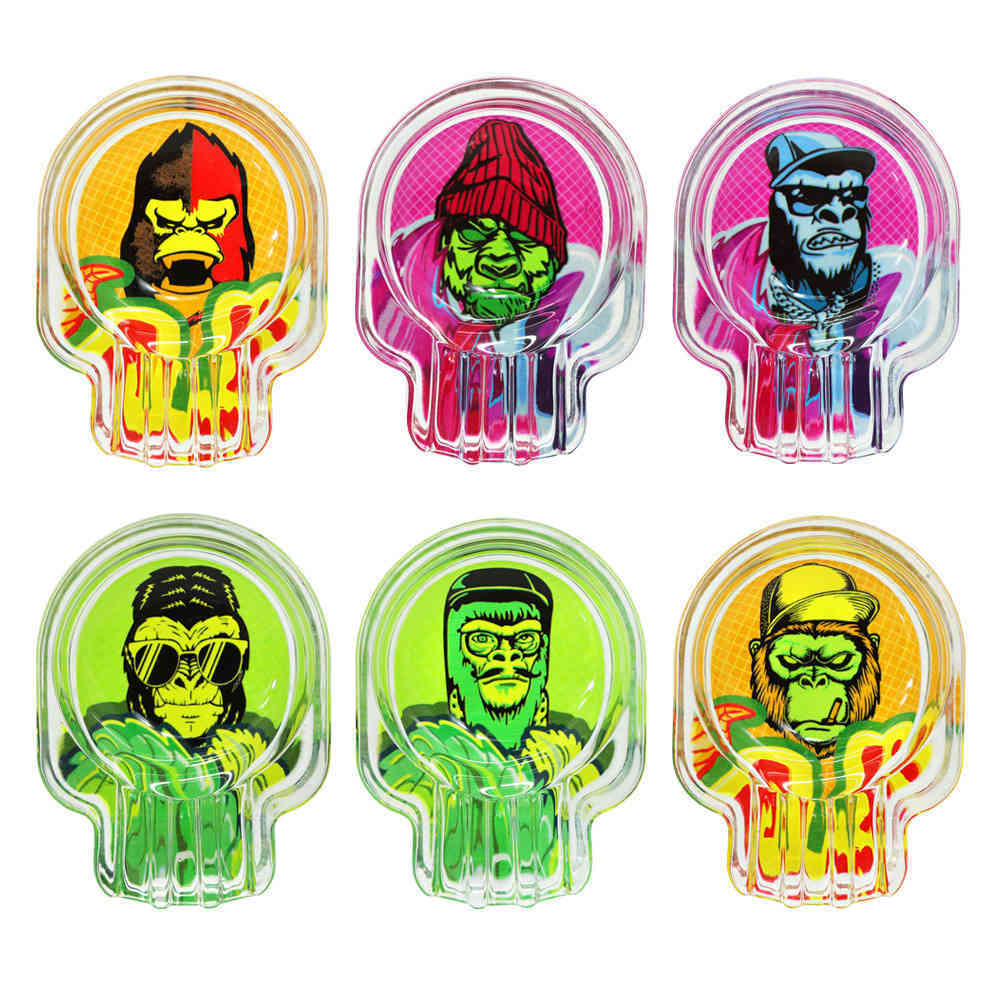 

Orangutan monkey transparent glass ashtray 72mm cat claw ashtrays