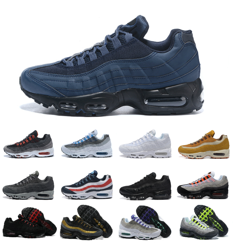 

Top Quality Undefeated 95 OG TT Neon Mens Running Shoes Triple Black White Navy Laser Blue 95s Metallic Gold Silver Bullet 20th Anniversary Men Sports Sneakers, Box