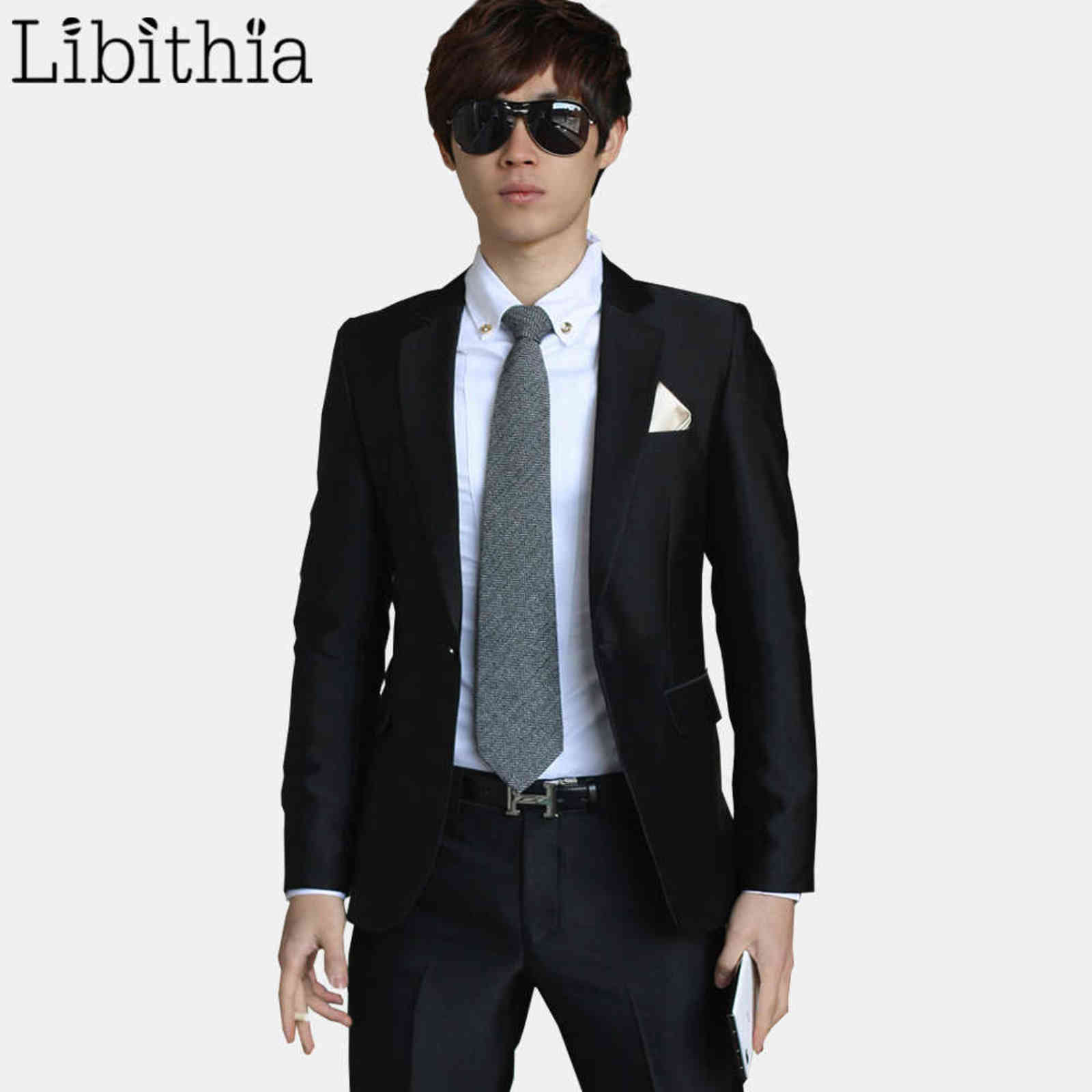 

Libithia Luxury Men Wedding Suit Male Blazers Slim Fit Suits For Men Costume Business Formal Party Blue Classic Black Gift Tie 211012, 2 violet