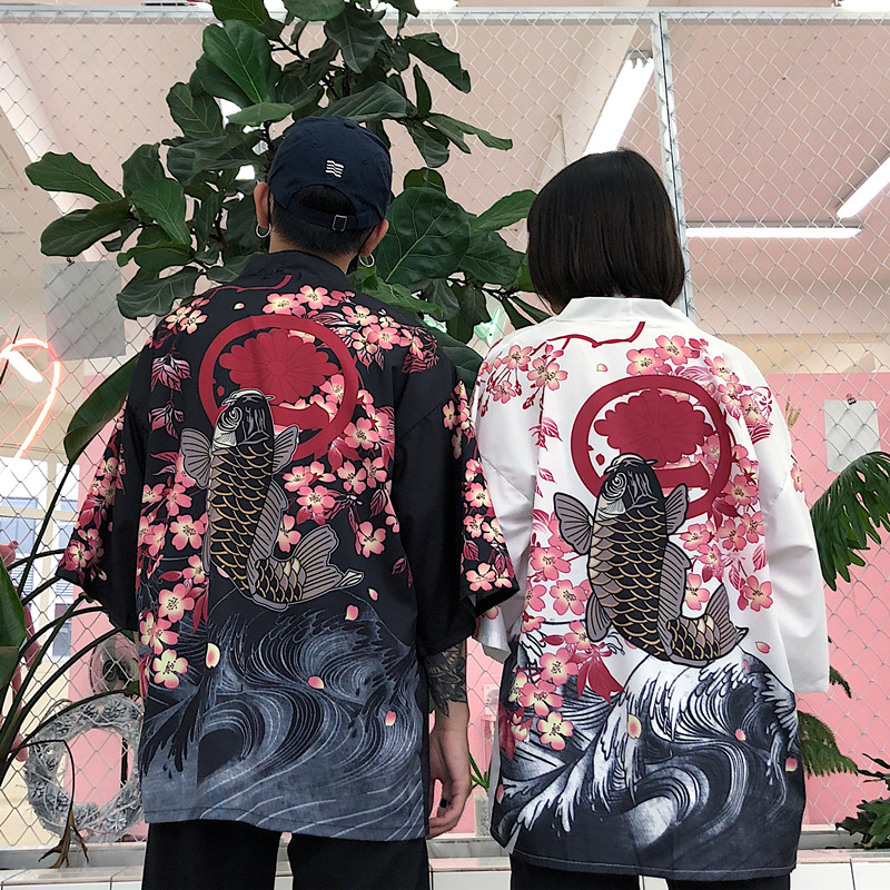 

3 colors harakuju digital print loose sun protection kimono cardigans sun shirts womens tops (B1141), White