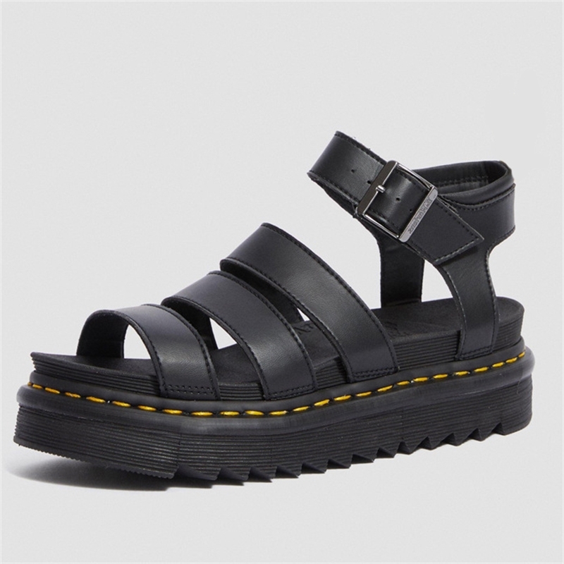 

Luxury designer gladiator sandals women black summer causal shoes comfortable genuine leather buckle dr martin platform sandals size 35-40