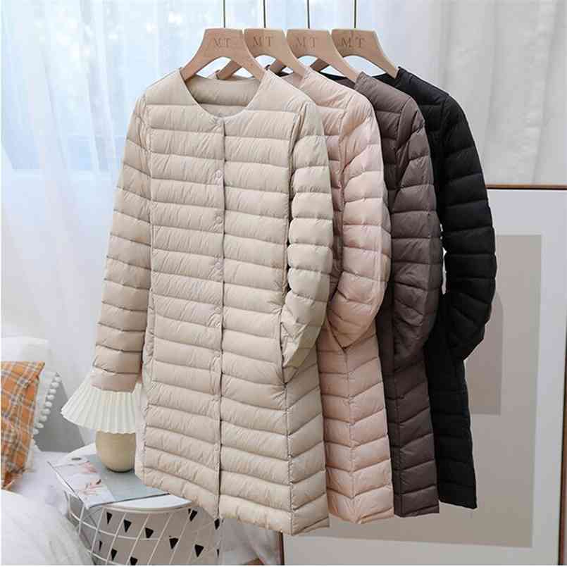 SEDUTMO Winter Plus Size 4XL Women Duck Down Jackets Ultra Light Thin Coat Autumn Long Casual Slim Basic Parkas ED1311 210819