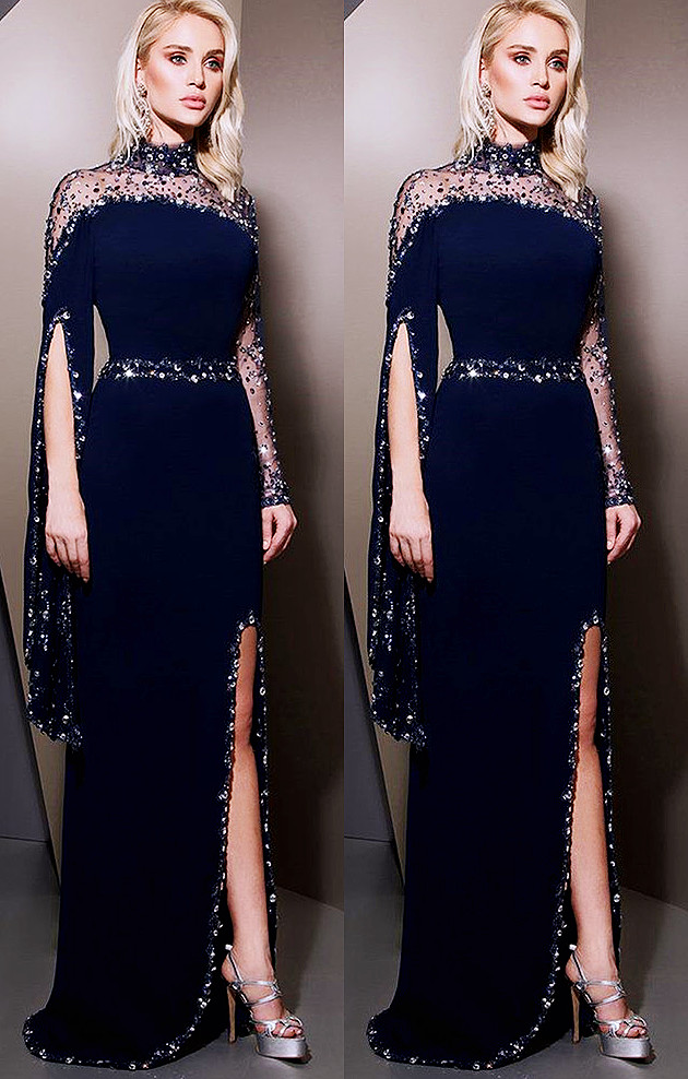 

2021 Plus Size Arabic Aso Ebi Luxurious Beaded Crystals Prom Dresses High Neck Sheath Sexy Evening Formal Party Second Reception Gowns Dress ZJ302, Dark red