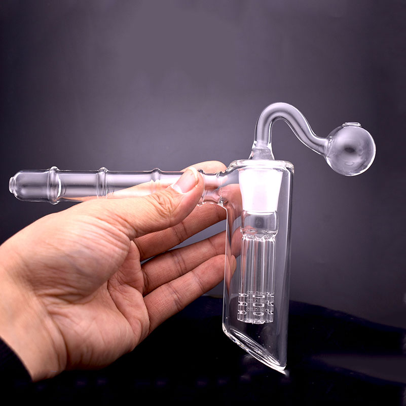 

18mm Female Glass Oil Burner Bong hammer water pipe with 6 Arm Filter Thick Pyrex recycler ash catcher bong with male glass oil burner pipe