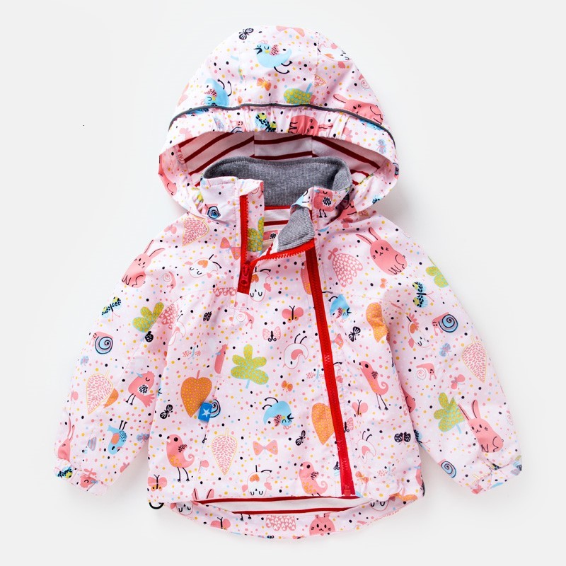 Sports outdoor jackets and hoodies Girls Jackets Kids Clothes Children Hooded Zipper Windbreaker Baby Cartoon Print Coat Infant Flower Water-image-673016953