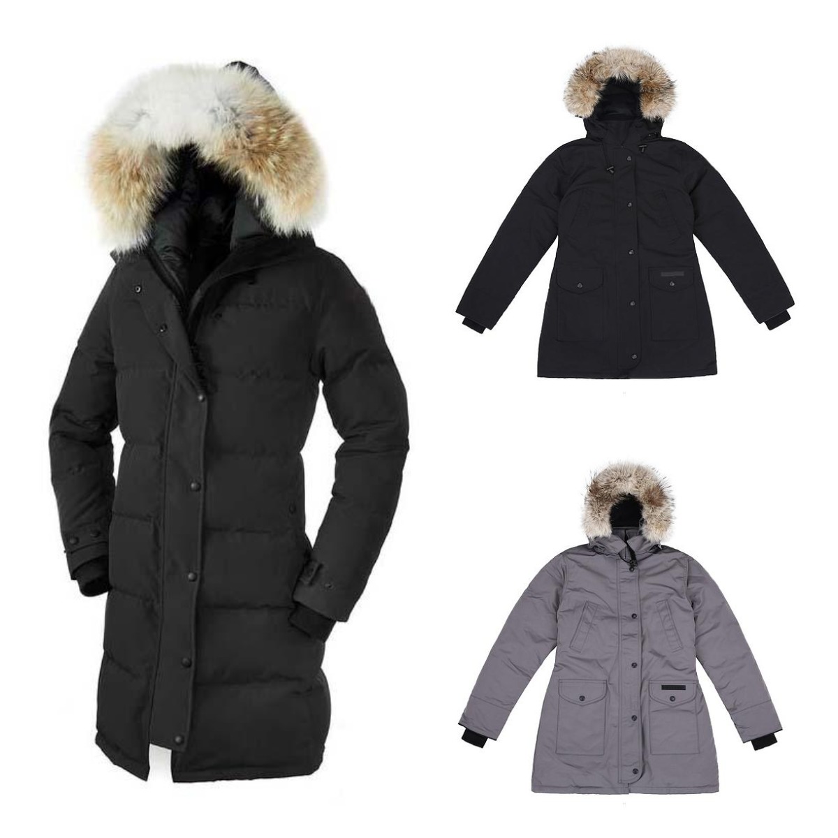 

Canada Women Winter Down Jacket Puffer Bomber Jacket Chaquetas Thick Wolf Fur Fluffy hoodie Coat Manteau Outdoor Windproof Warm Parka Doudoune E0307 Size -2XL, Dustbag