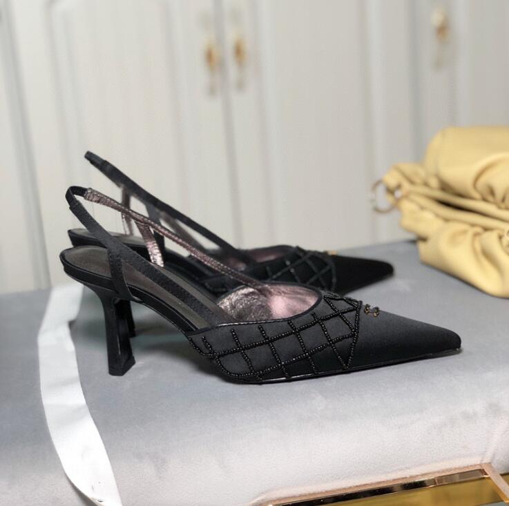

High Heel Sandal For Women Female Shoe 2021 Summer High-heeled Girls Closed Low Comfort Fashion Block Fabric Polka Dot Sandals