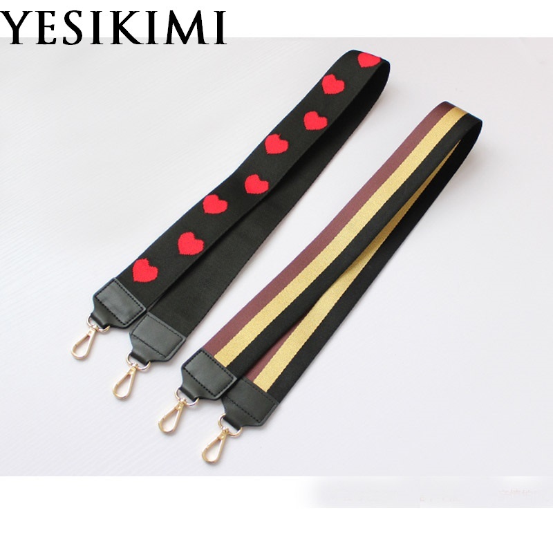 

Replacement Crossbody Strap For Luxury Bags Genuine Leather+Canvas Stripe Heart Pattern Wide 5*105CM Bag Accessories