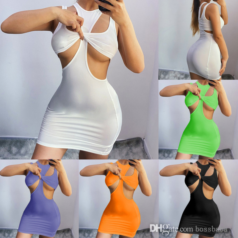 

Summer Women Hollow Casual Dresses Fashion Sexy Sling Sleeveless Solid Color Slim Bodycon Pencil Skirt Designers Clubwear B01, Purple