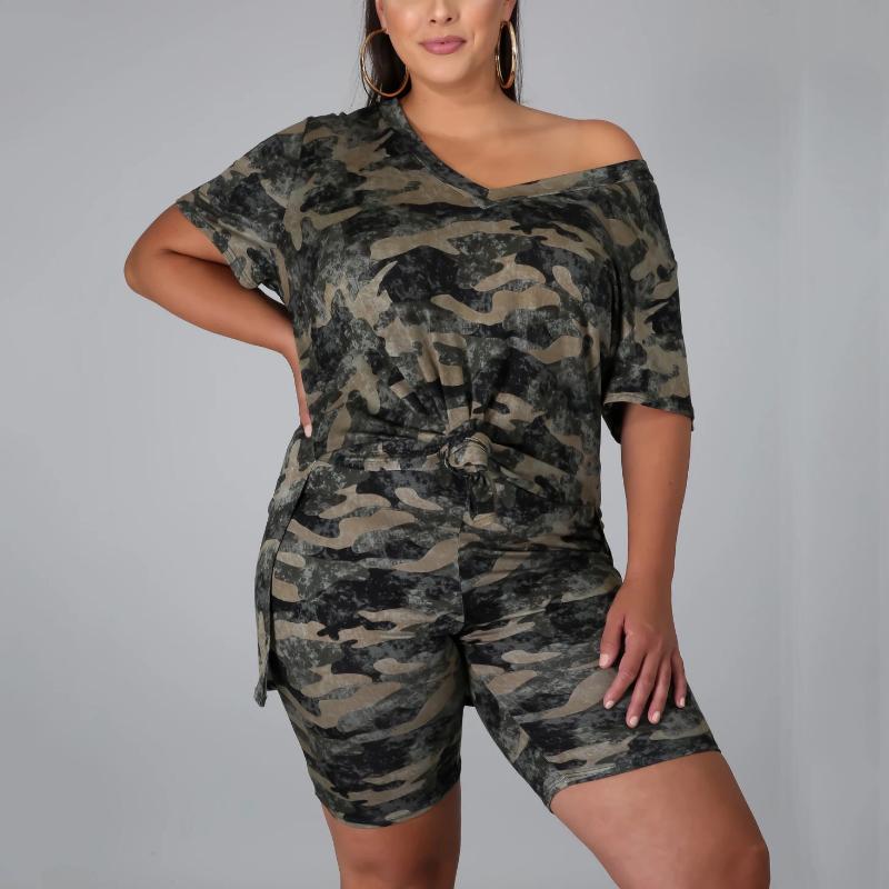 

Women's Tracksuits 4XL 5XL Plus Size Women 2 Pieces Sets Camouflage Printed Blouse & Pants Causal Fashion Evening Club Cloth Outfits Matchin, Blue sets