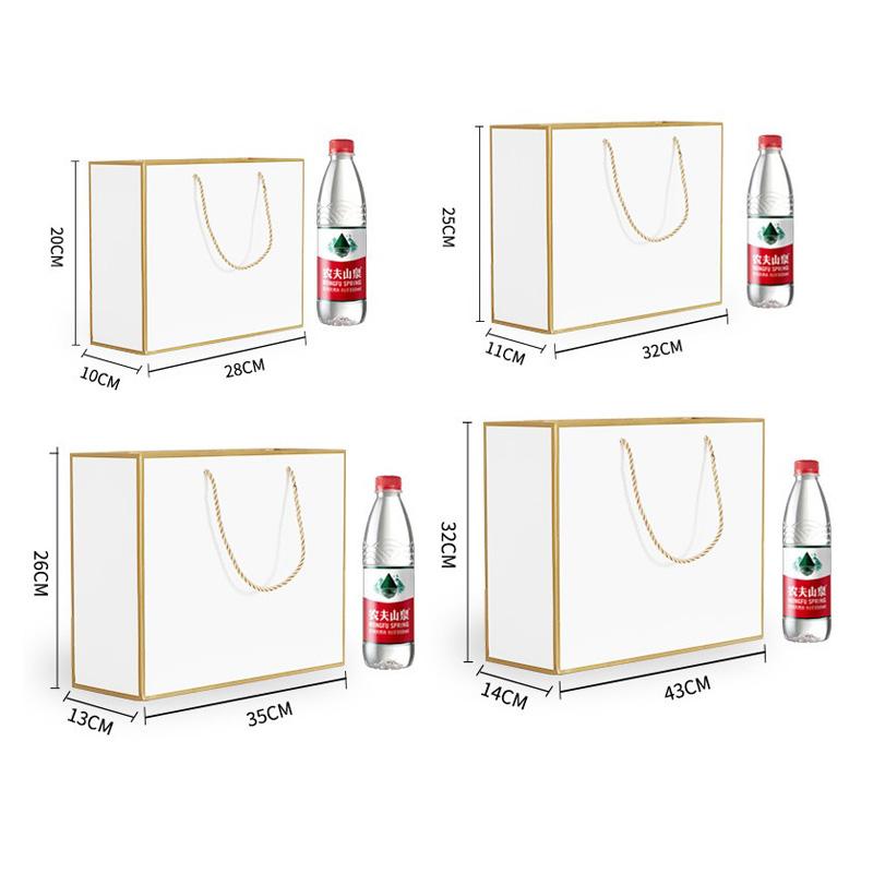 

Gift Wrap 100pcs/lot Creative Design Gold Border White Kraft Paper Bag With Handle Wedding Party Favor Bags Wholesale