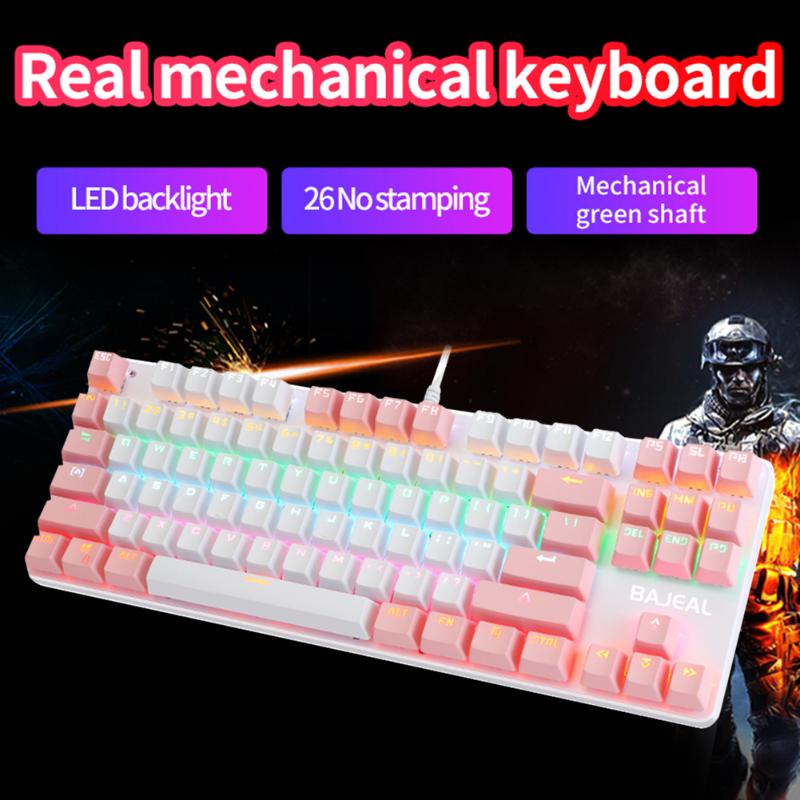 

Gaming Mechanical Keyboard 87 Key Wired RGB Backlight Blue Switch Computer Keyboards Ergonomics For Laptop PC Gamer