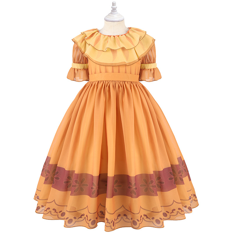 

2022 New Mirabel Encanto Dress Children Girl Dresses Costume Kids Girls Princess Dressing Halloween Carnival Cosplay Costumes, Yellow