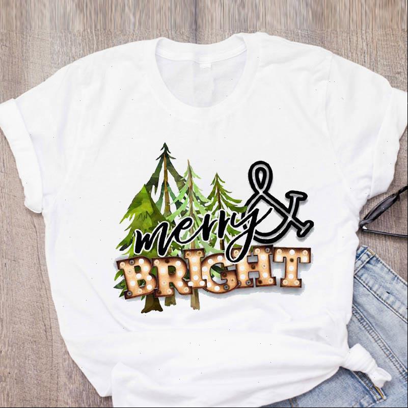 

Women Graphic Womens Tops Short Sleeve 90s Tree Holiday Year Merry Christmas Clothing Female Printed Tees T Shirt, White