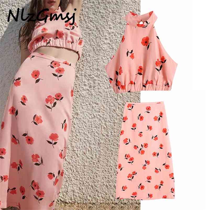 

Set Casual Blouse+Skirt High Waist Vintage Spring Summer 2 Pieces Set Fashion 05 210628, As picture