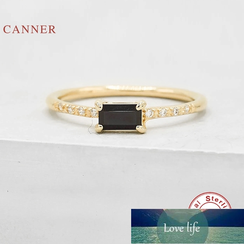 

CANNER Square Black Diamond Ring 100% 925 Sterling Silver Anillos Gold Rings For Women Luxury Fine Jewelry Wedding Rings Bijoux Factory price expert design Quality