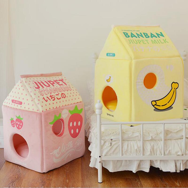 

Cute Banana Strawberry Cat Nest Winter Warm Bed House Removable Washable Dog Pet Universal For All Seasons Beds & Furniture