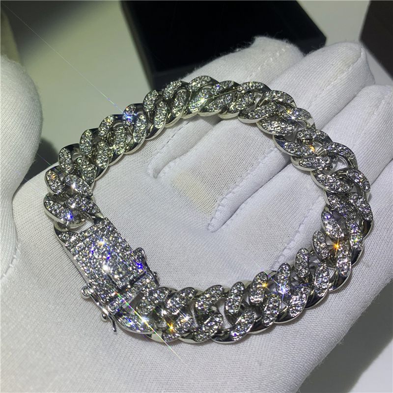 Hip Hop Fashion Iced Out Fashion Bracelets High Gold Cuban Link Chain Miami Bracelet Hip Hop Jewelry-image-668390032