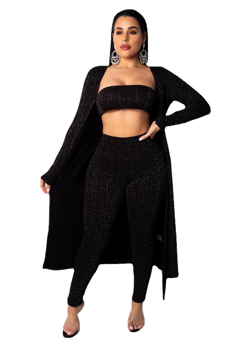 

Women's Two Piece Pants 2021 Fashion Casual Autumn And Winter Street Temperament Commuting Fork Cape Coat Three-Piece Set, White