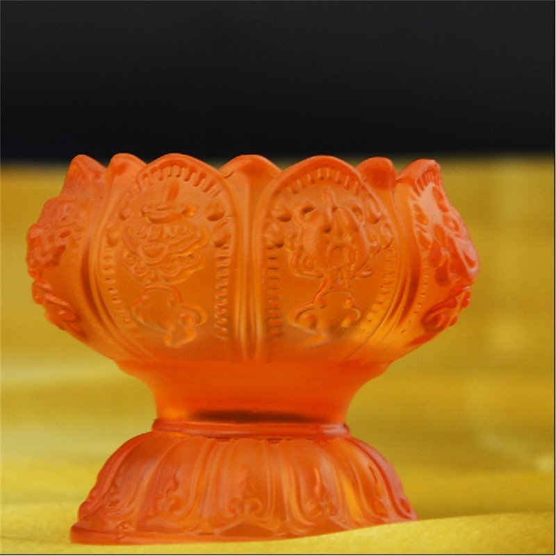 

Lotus butter eight auspicious household Buddha glass candlestick lamp holder Buddhist supplies for temples