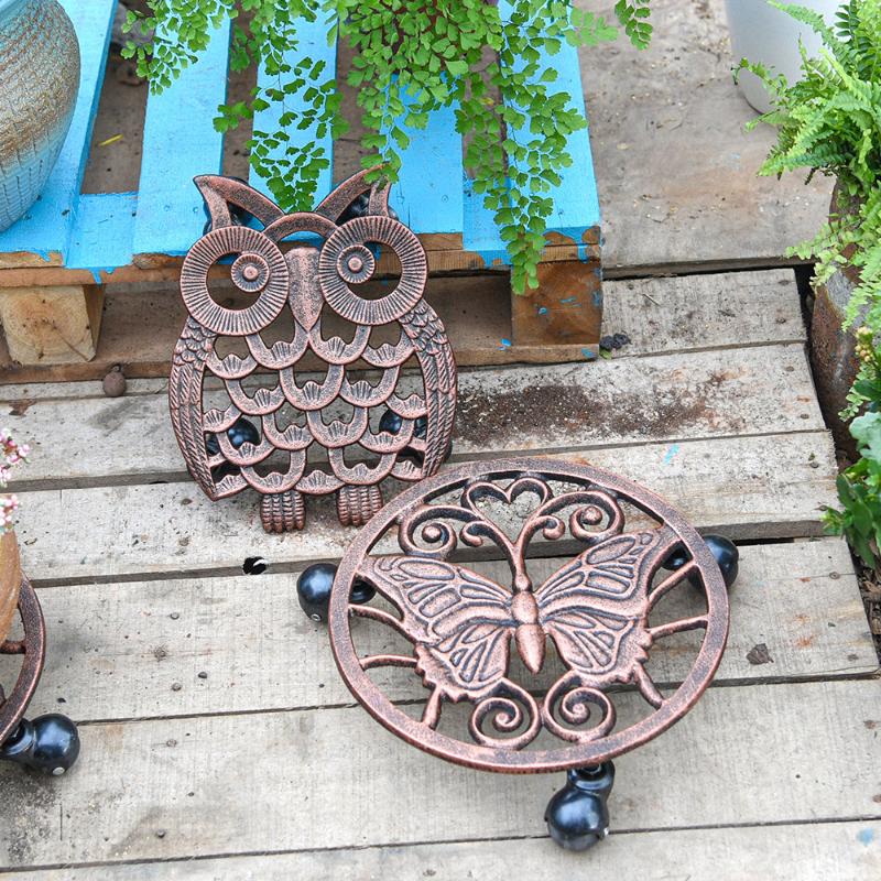 

Sungmor Cast Iron Heavy Duty Plant Caddy With 3 Solid Wheels Decorative Dolly Rolling Stands For Planter, Flowerpot Planters & Pots