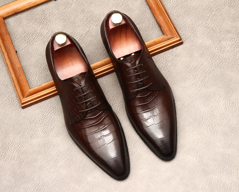 

Italian Formal Pointed Oxford Shoes For Men Genuine Leather Brown Pointed Black Wine Red Classic Wedding Business Men Dress Shoe