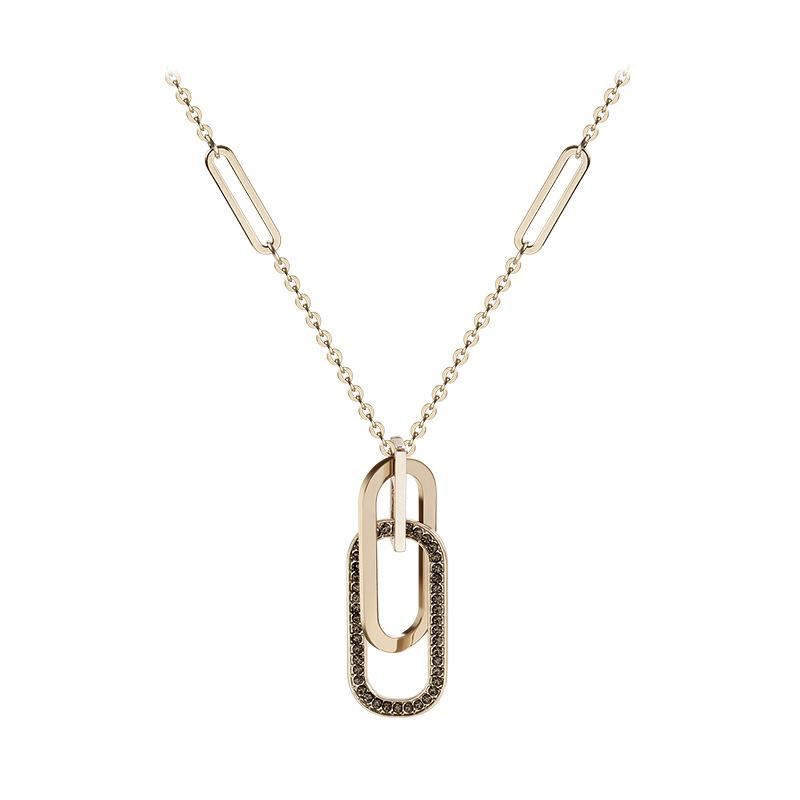 

Pendant Necklaces Double Ring Necklace Geometric Long Sweater Chain Crystal Dress Accessories Jewelry YP8295