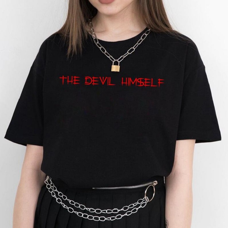 

Gothic T Shirt Aesthetic The Devil Himself Tumblr Streetwear Punk Emo Cotton Short Sleeve Grunge Clothes Egirl Fashion Goth Tee 210518, White tee