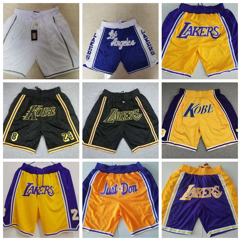 

basketball shorts Los Angeles Lakers Black Mamba Bryant just don , Fine tight embroidered zip-up pocket shorts
