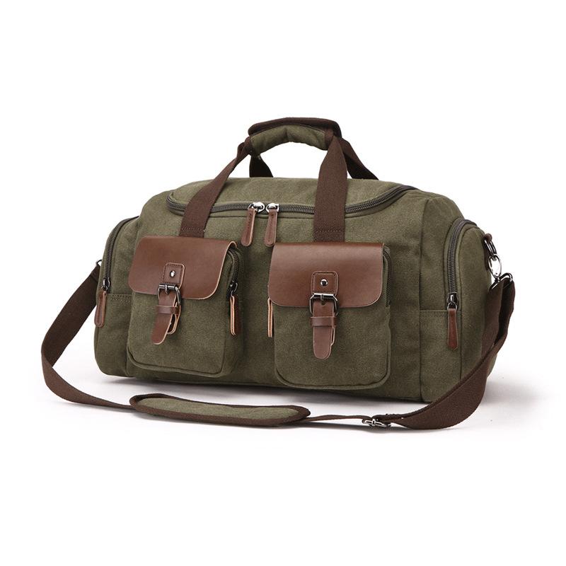 

Duffel Bags Duffle Bag For Men Women Canvas Leather Overnight Weekender With Shoe Compartment + Shoulder Strap Pad Travel Tote, Black