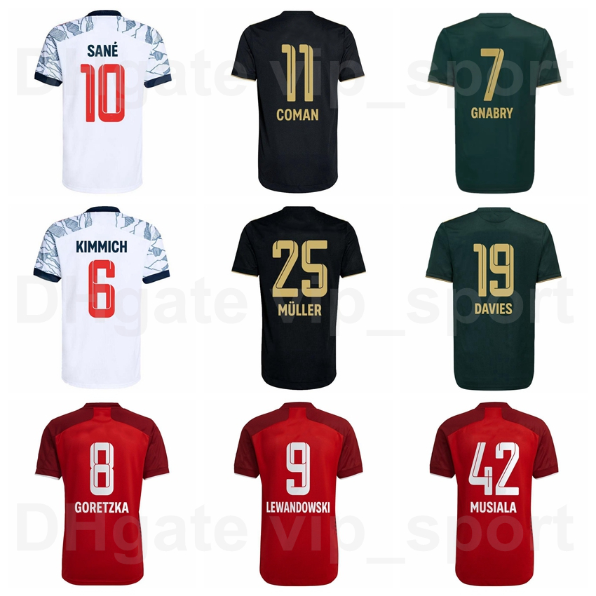 

21 22 Club 9 LEWANDOWSKI Soccer Jersey Men FC 7 GNABRY 10 SANE 11 COMAN 25 MULLER 6 KIMMICH 8 GORETZKA 19 DAVIES 5 PAVARD 42 MUSIALA Football Shirt Kits Uniform BaiRen, With patch
