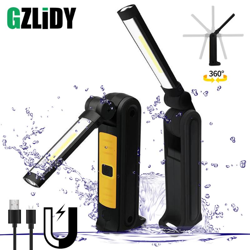 

Rechargeable LED Work Light 4 Modes Tail Magnet Design COB Waterproof Hanging Inspection Lamp Maintenance Flashlights Torches